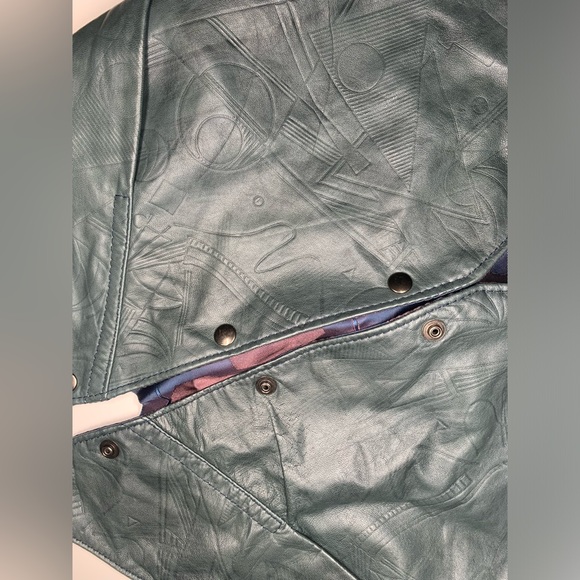 Leather Vest teal Reversible Country core Cottage core Vest - Picture 4 of 15